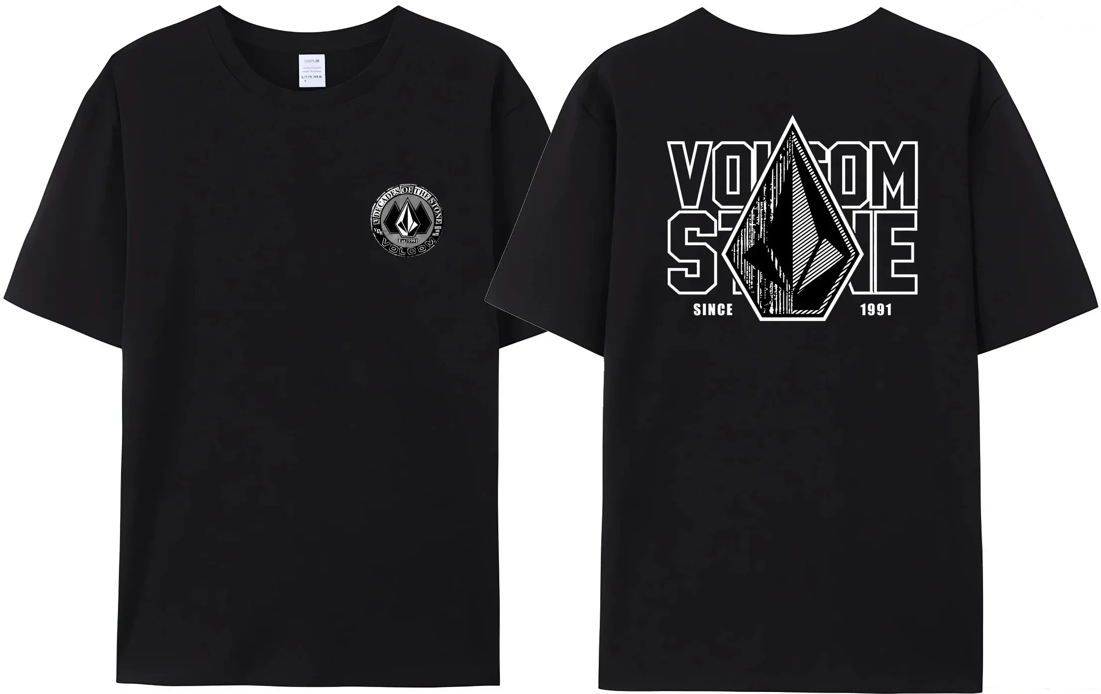 

2024 Hot Sale Volcom Obsidian Summer T-Shirt Men's 100% Cotton Comfortable Stylish Short Sleeves High Quality Double Sided Tees