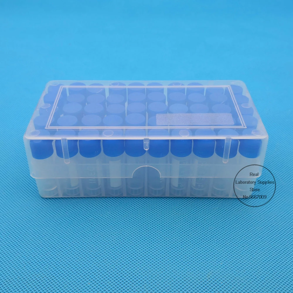 50 pieces plastic 1.8ml freezing tube + one piece 50 vents plastic Freezing tube storage box for experiment