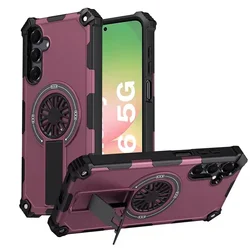 Magnetic Folding Stand Armor Phone Case with Magsafe Dual Layer Military Cover - Galaxy A56 5G (Purple)