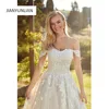 Customized Elegant A-Line Off the Shoulder Wedding Dress For Women Lace Applique Button Backless Bridal Gown Vestido De Novia 3