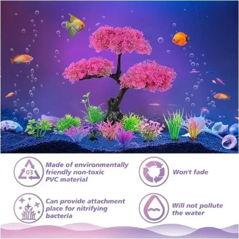 1Set Aquarium Artificial Plastic Plants Decorations for Fish Tank