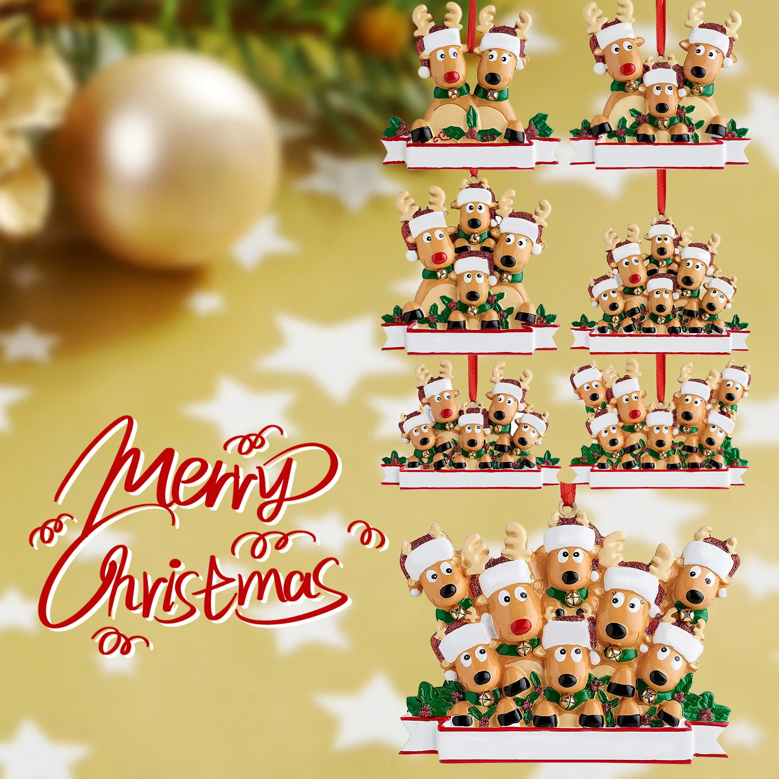 

Personalized DIY Christmas Tree Ornament Elk Reindeer Family Decoration Cute Deer Holiday Winter Gift New Year 2022 Family Decor