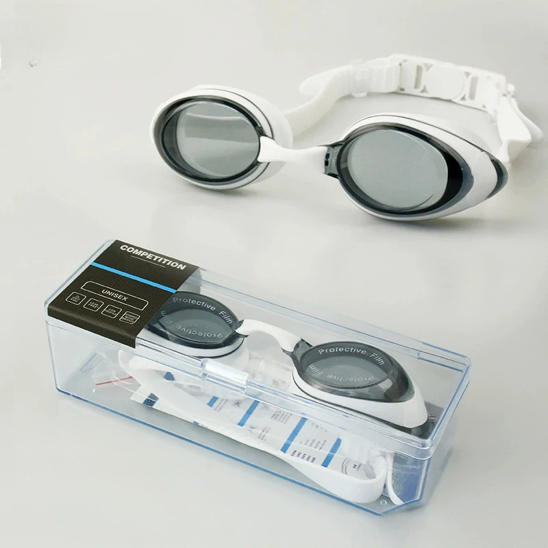 White Myopia Swimming Goggles with Anti-Fog Spray for Boys and Girls Slicone Band