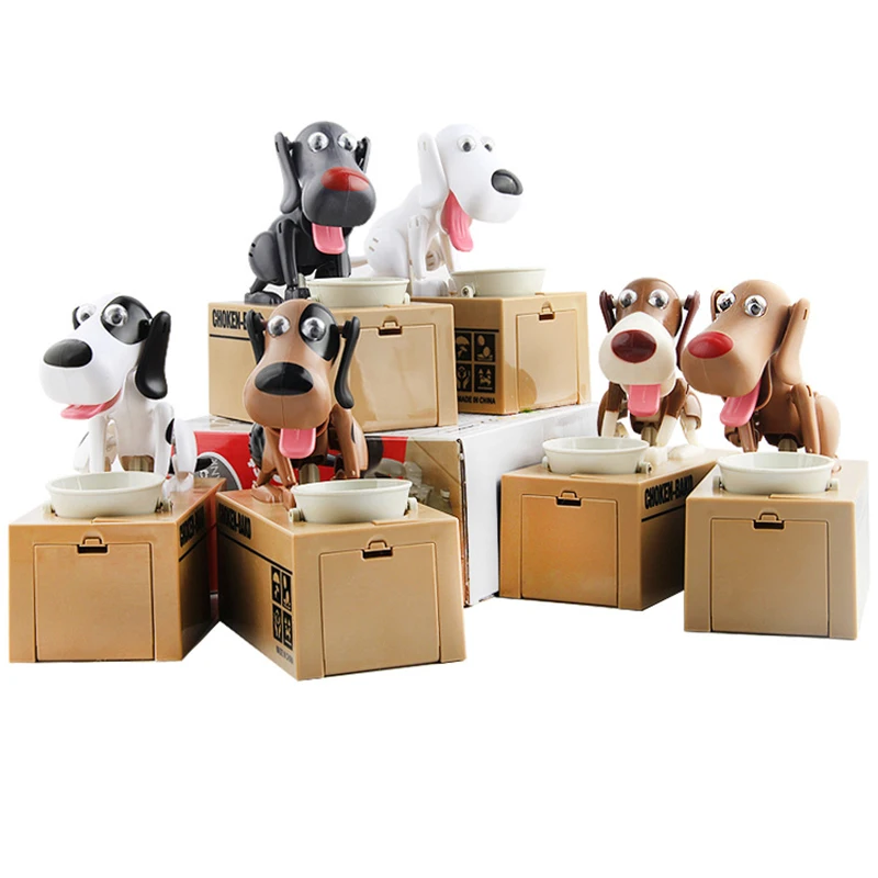 Cartoon Cute Money Eating Dog Savings Jar Toy Funny Stealing Money Dog Fortune Eating Savings Jar Children Toys Gifts