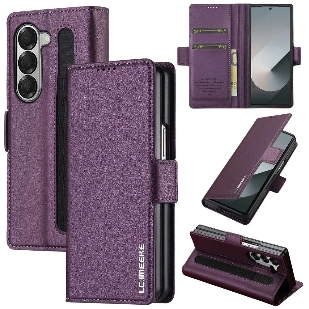 Premium Business Leather Flip Case with Pen Holder and Card Slots