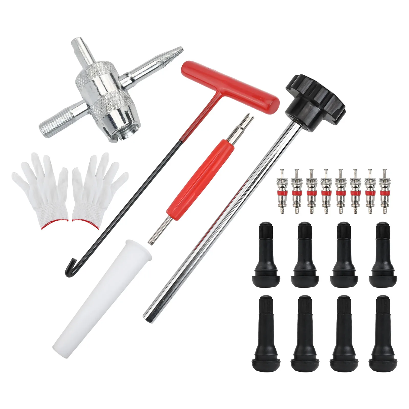 자동차 수리 키트 타이어 수리 도구 소형 타이어 밸브 도구 키트 T-후크 추출 도구 테이퍼형 튜브 디자인