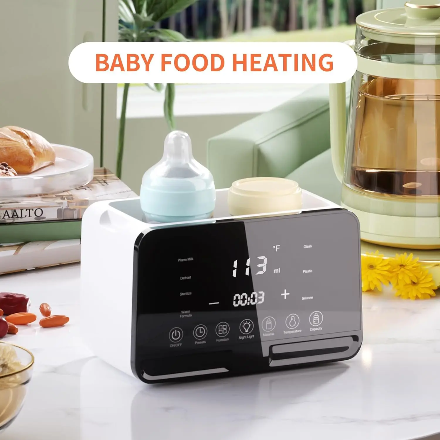Baby Feeding Bottle Warmer & Sterilizer Sanitizer for Baby Bottles Breast Pump Eletric Bottle Steamer LED Touch Screen