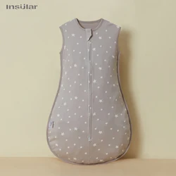 Cozy Cotton Unisex Baby Sleep Sack - Lightweight, Sleeveless Wearable Summer Blanket - 0 - 6 M (Kaki Stars)