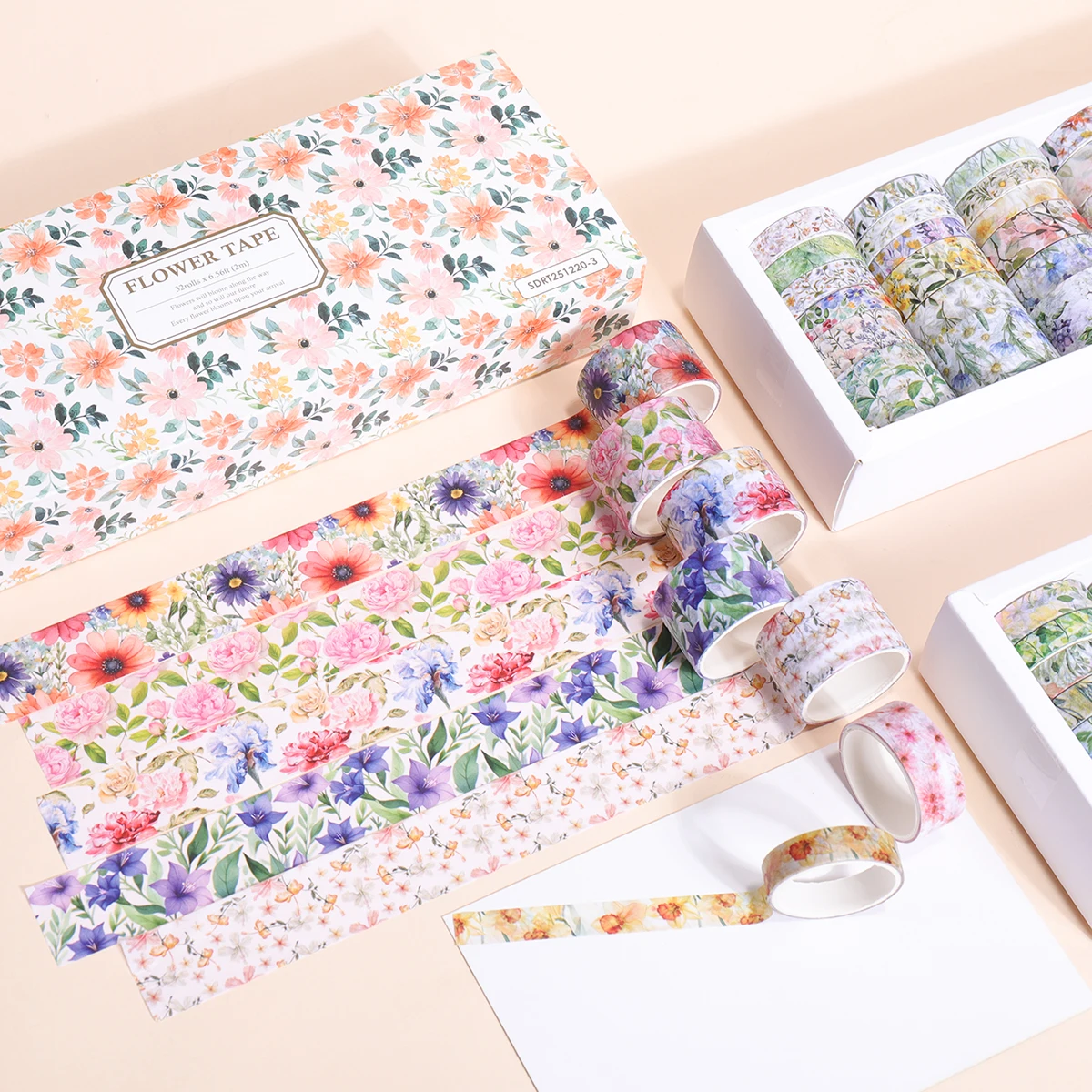 로맨틱한 꽃무늬 시리즈 와시 테이프 세트, DIY 사진 프레임, 저널, 선물 상자 포장 및 정교한 장식에 적합합니다.