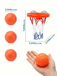Toddler Bath Basketball Hoop Toy with Soft Balls and Strong Suction Cups - Fun Bathtub Shooting Game (Bathroom basketball)