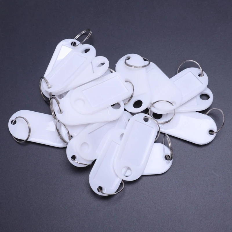 

White Portable Plastic Key Fob Key Tag ID Labels 60 Pieces