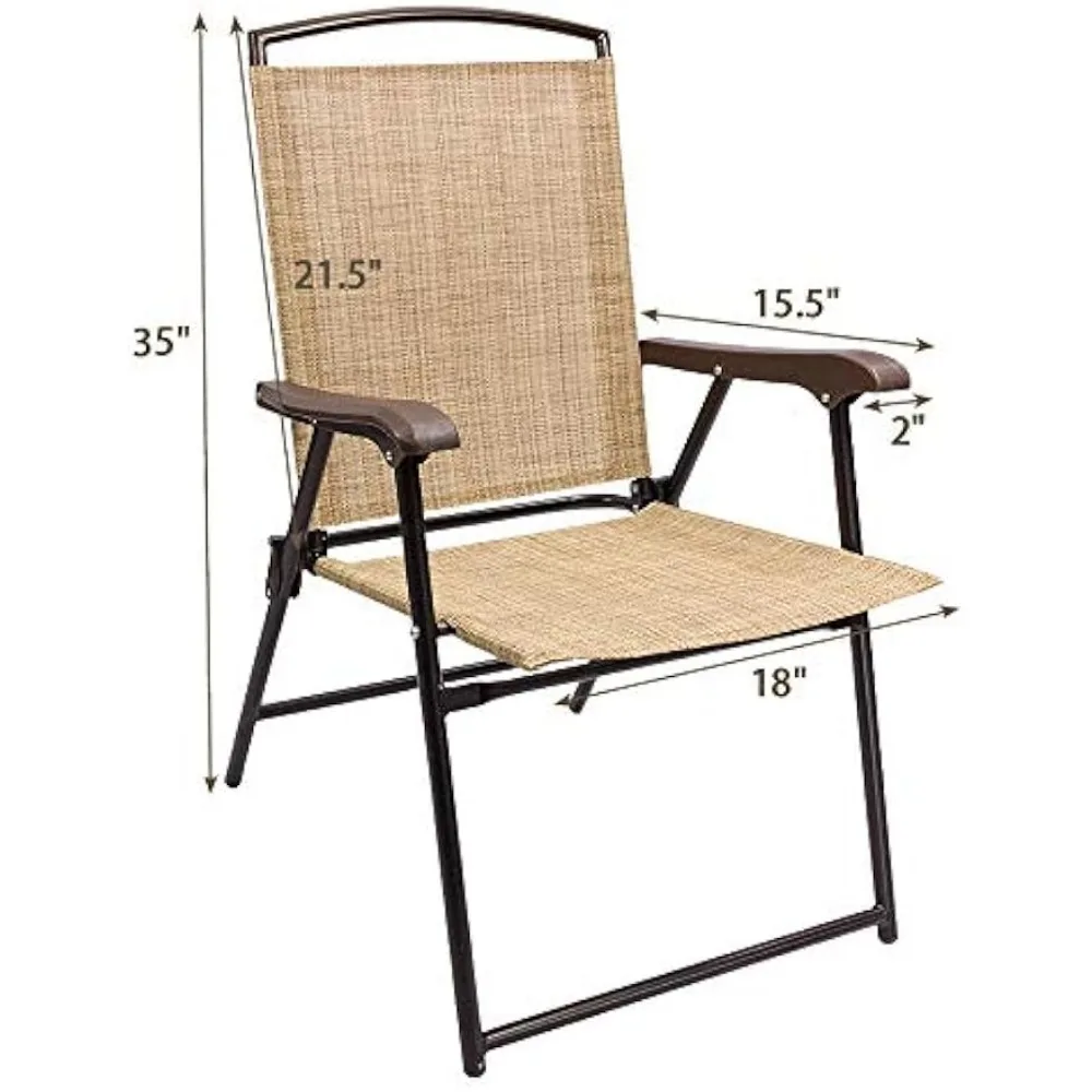 Patio Folding Chair Deck Sling Chair Camping Garden Pool Beach Using Chairs Space Saving Set of 2