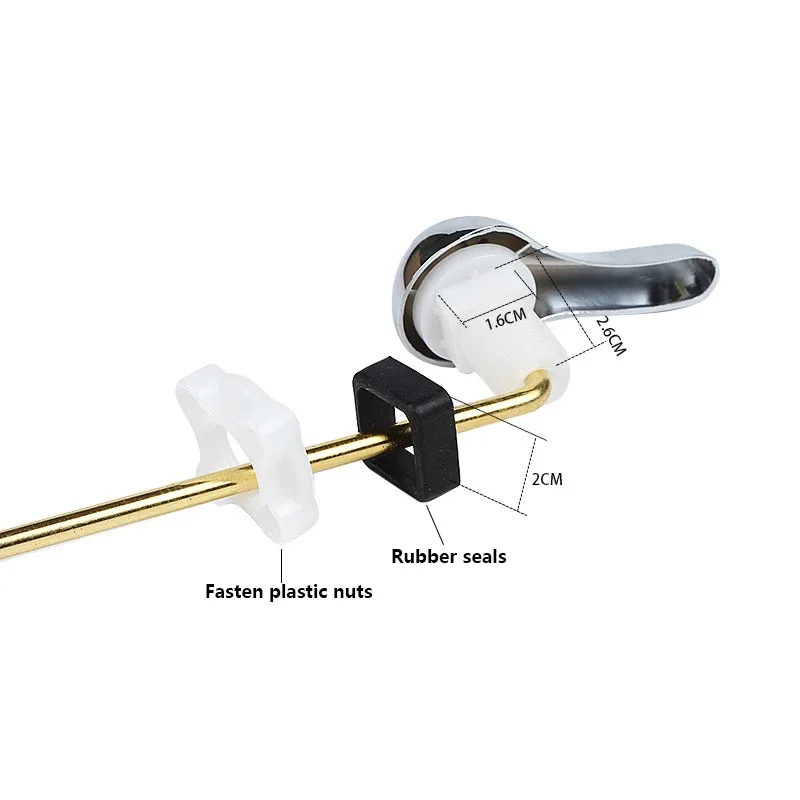 4Pcs/set Front Toilet Tank Flush Lever with Toilet Flapper and 2 Pcs Stainless Steel Chain Blue Handle Replacement Kit