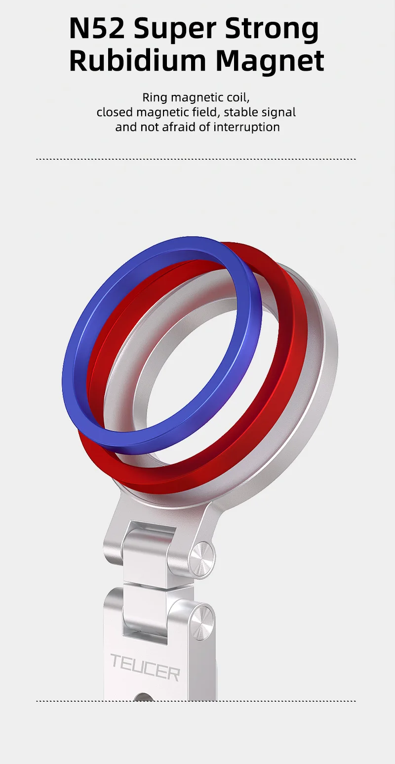 TEUCER Magnetic Phone Holder for IPhone 15 16 Samsung Xiaomi, Alloy Damping Mobi