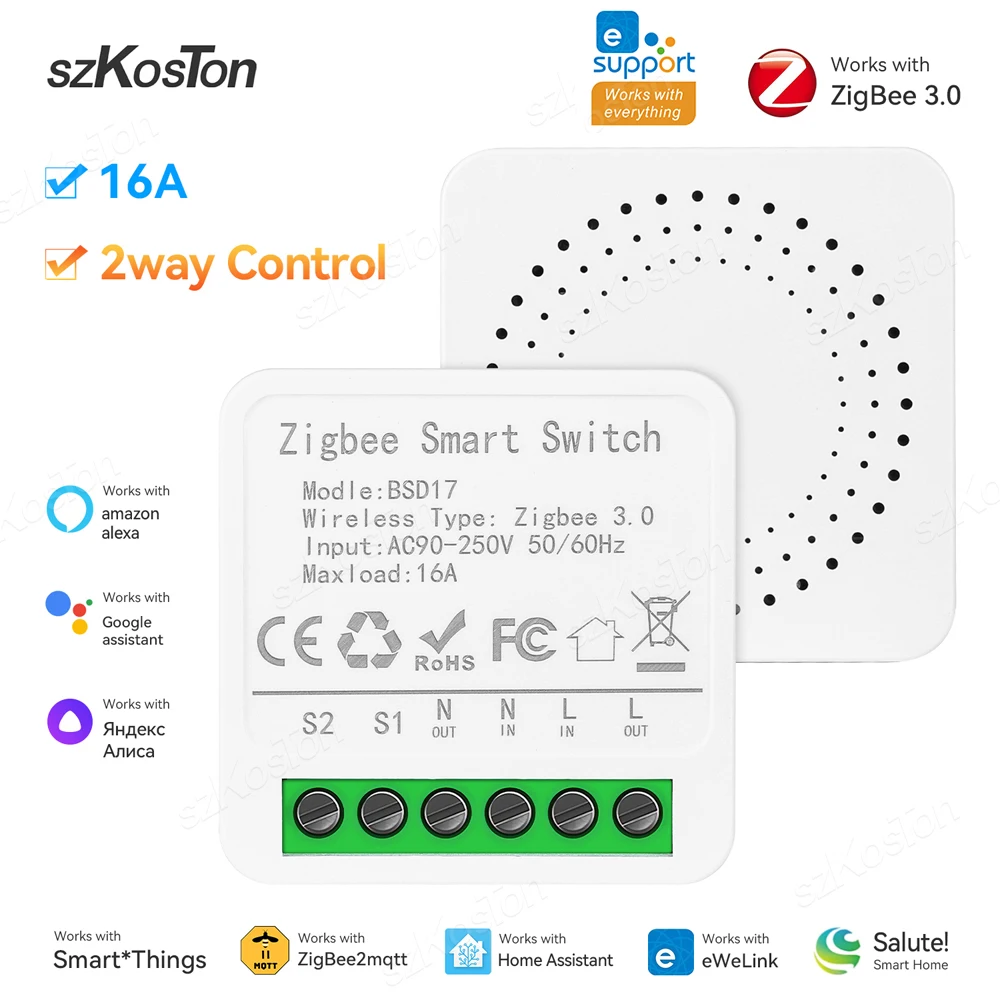 EWeLink App Mini Zigbee3.0 สมาร์ทโมดูลสวิทช์สนับสนุน 2Way สมาร์ท DIY สวิทช์ควบคุมเสียงสําหรับ Alexa Google Alice 1