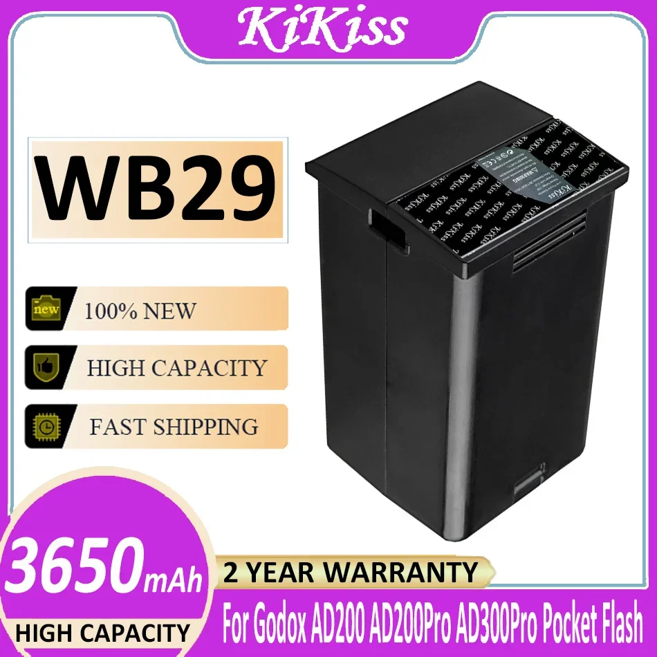 

KiKiss Powerful Battery WB29 3650mah for Godox Witstro AD200 AD200PRO AD200 PRO (AD200 Battery) Bateria