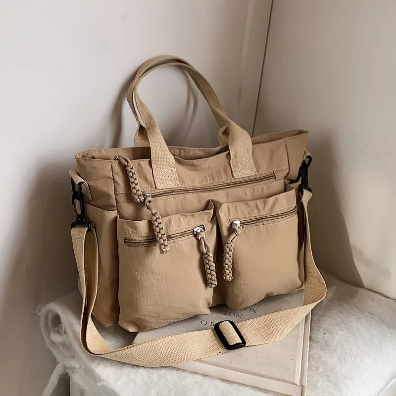 Women's Large Capacity Nylon Handbag Shoulder Bag, Spacious Tote Purse Crossbody Bag for Women Work, Travel, Gym, Everyday Use