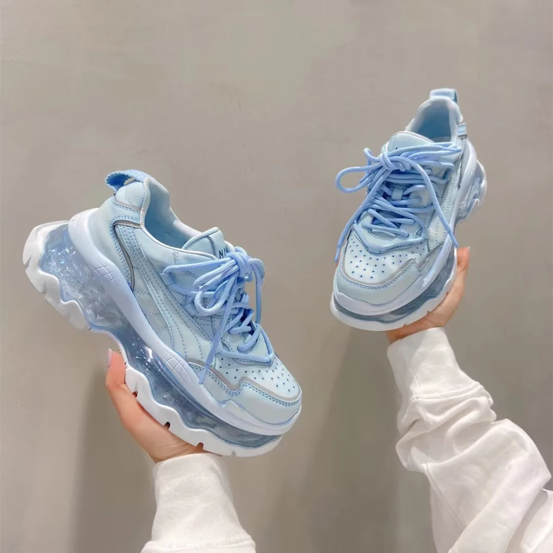 White Shoes Air Cushion Sneakers Women Spring Autumn Leisure Sports Shoes Girls Thick Soles Height Increasing Board