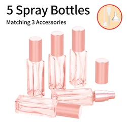 Compact Perfume Refill Kit with Accessories - Includes Mini Bottles, Funnel, Straw, and Dispenser (9-Piece Set) - Glass (Pink)