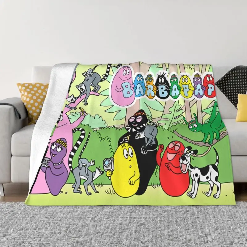 

Les Barbapapa Cartoon 3D Print Blankets Comfortable Soft Flannel Autumn Cute Throw Blanket for Sofa Office Bedroom