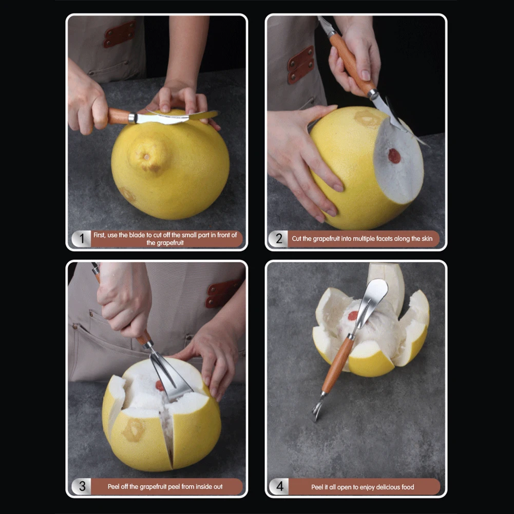 Double Head Peeler For Orange Pomegranate Grapefruit Lemon Fruit Cutting Tools Portable Effortless Skin Remover For Home Kitchen