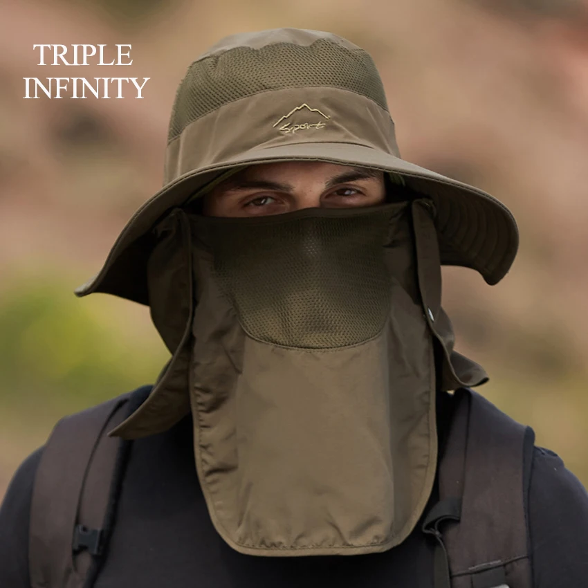 Fashion Summer Men Hats Wide Brim Male Large Bucket Hat Foldable Breathable Anti UV Beach Hiking Fishing Sun Bob Cowboy Cap | Аксессуары
