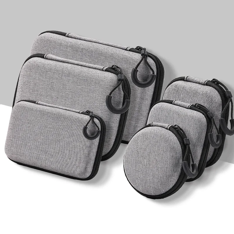 Compact Grey Digital Accessory Organizer - Shockproof Protective Storage Case