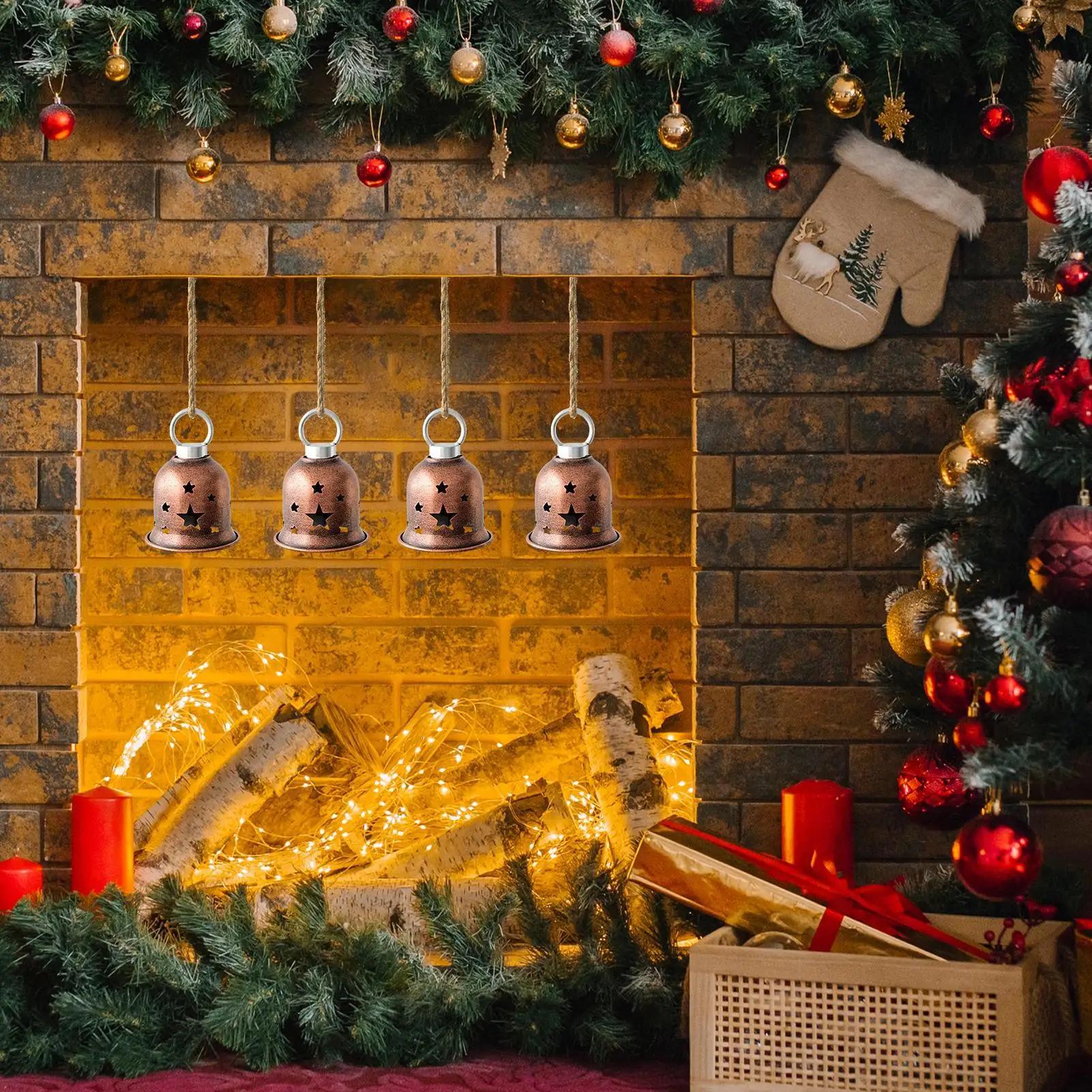 Christmas Bells Hollow Decoration Christmas Tree Ornaments For Holiday Home Dinner School Restaurant Cafe Shopping Mall Wedding