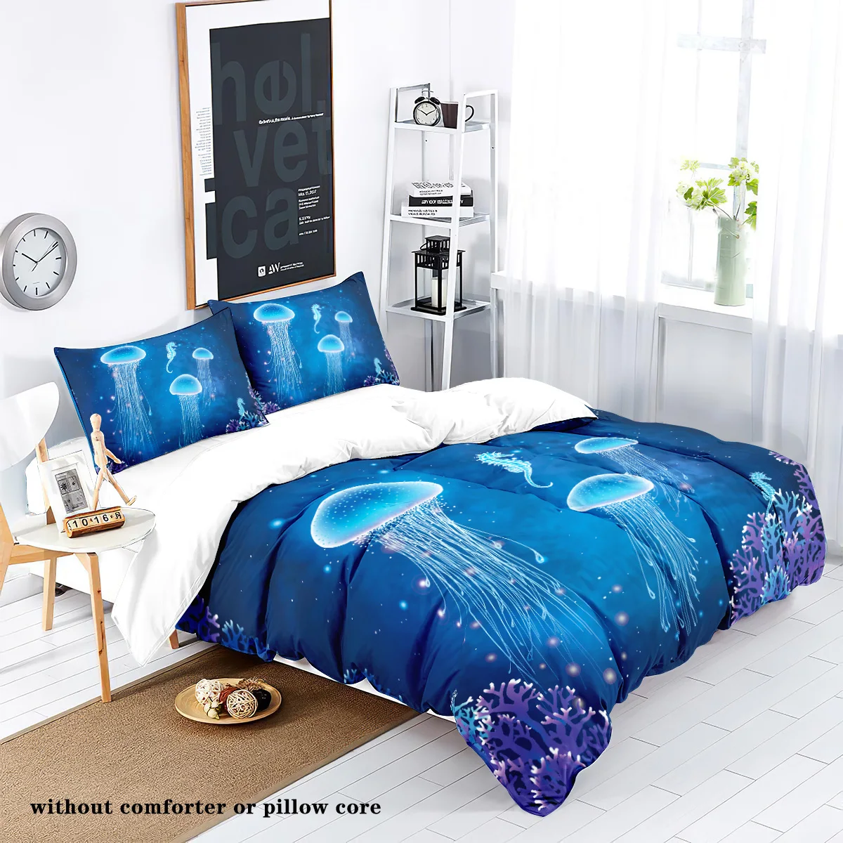 3pcs down duvet cover, jellyfish fashion bedding set, 1*down duvet cover+2*pillowcase, bedrooms, guest rooms, hotels