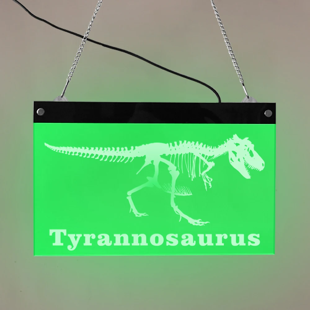 Tyrannosaurus Rex Skeleton Led Neon Sign Museum Led Lighting Wall Sign Dinosaur T-Rex Decorativo Acrilico Led Edge Lighting Art