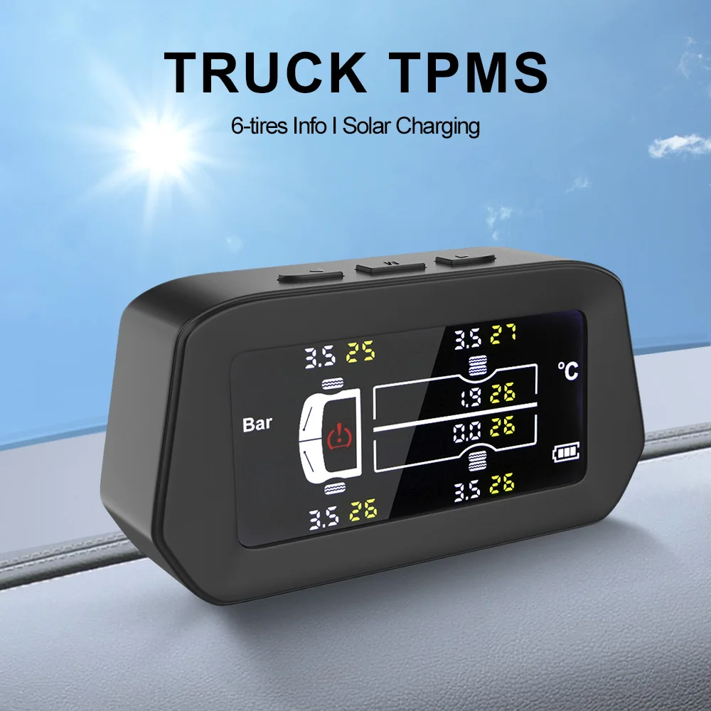 

Car TPMS Tyre Pressure Monitoring System 6 Tires Freight Car Security Alarm Systems Digital LCD Display Light Truck