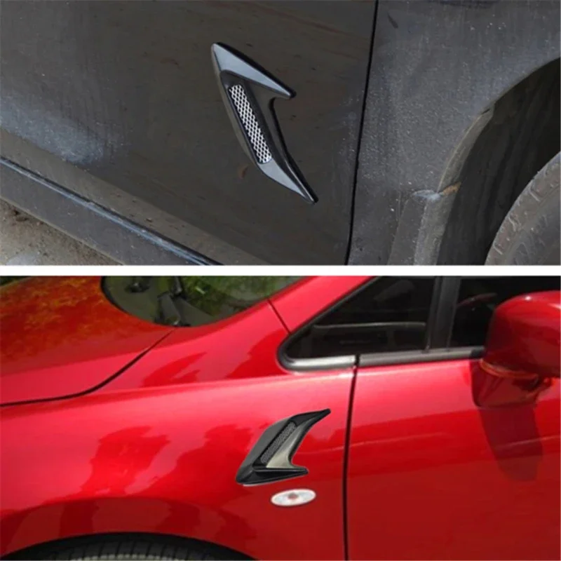 Car Body Trim Accessories 2 Pcs ABS Plastic Car Side Air Outlet Flow Mudguard Shark Cheek Air Intake Trim Fake Hood Vents