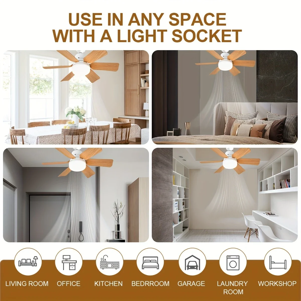 40W E27 Wood Grain Square Leaf Ceiling Fan With Light Remote Control Dimmable Base Smart Electric Fan Ceiling Led Light