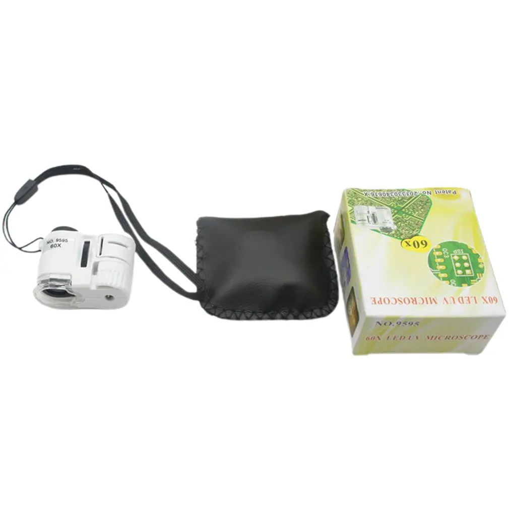 

60X Handheld Magnifier Mini Pocket Microscope Loupe Currency Detector Jeweler Magnifier With LED Light Magnifying Glass