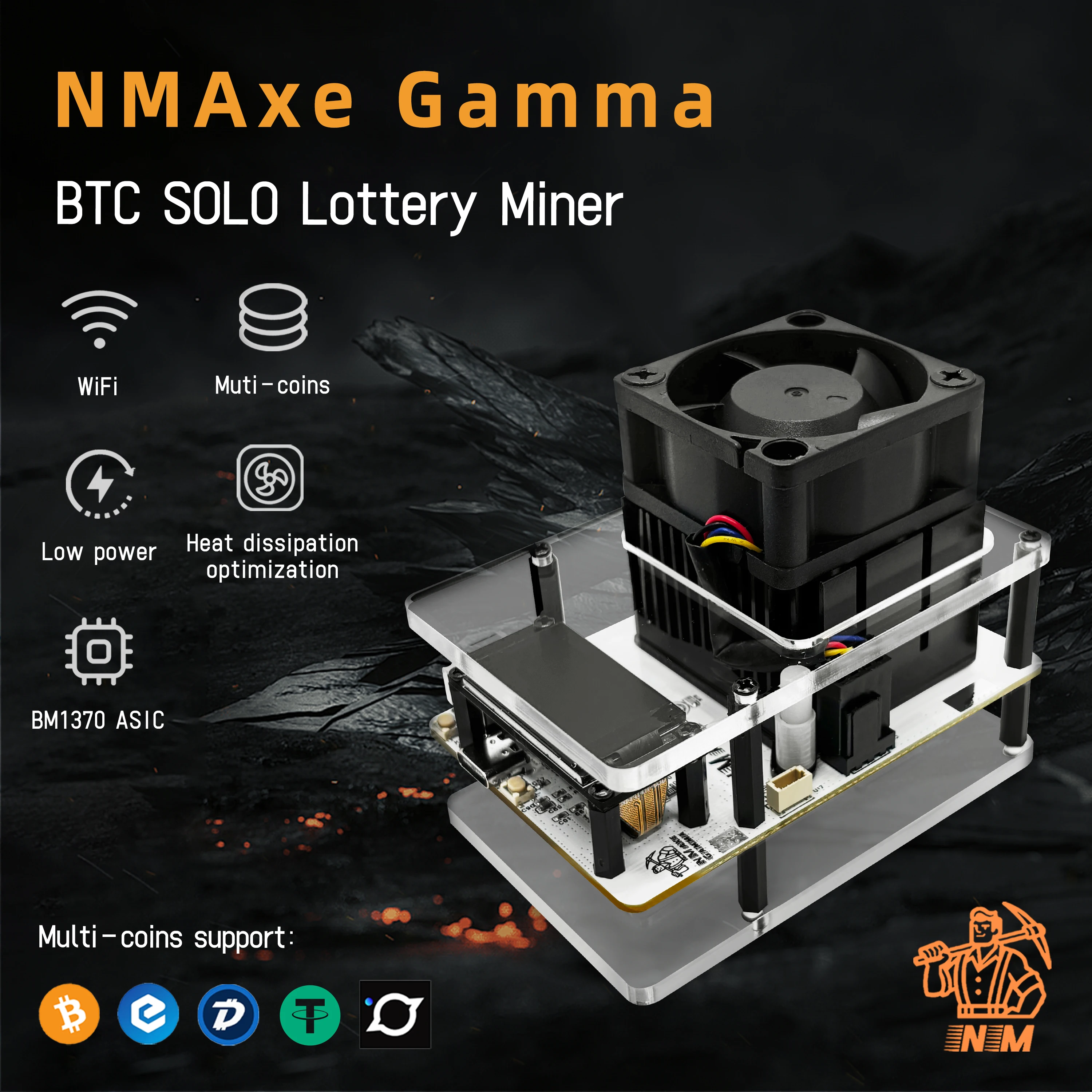 NerdMiner NMAxe Gamma BTC Miner Chip Opensource Solo Bitcoin BM1370 BTC  SOLO Lottery Miner 1.2TH/s With Support USB-PD - AliExpress