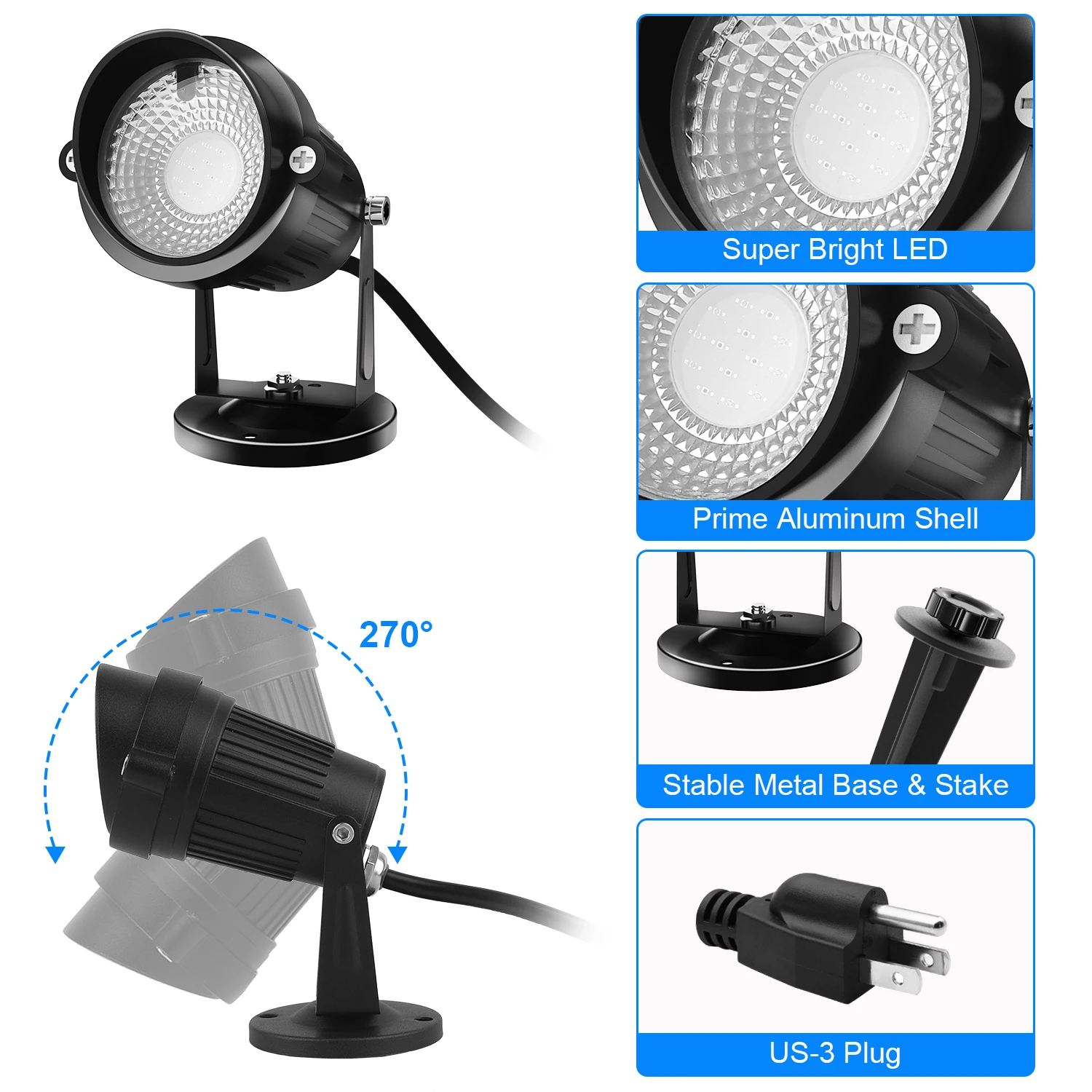Garden Light EU/US/UK Plug Outdoor IP65 Waterproof Landscape Decoration Spotlight for Tree Pathway Lawn Countyard Lamp 110V 220V 6