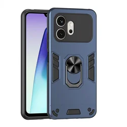 Rugged Shockproof Protective Case with Ring Stand Holder for Honor 600 Pro (Blue)