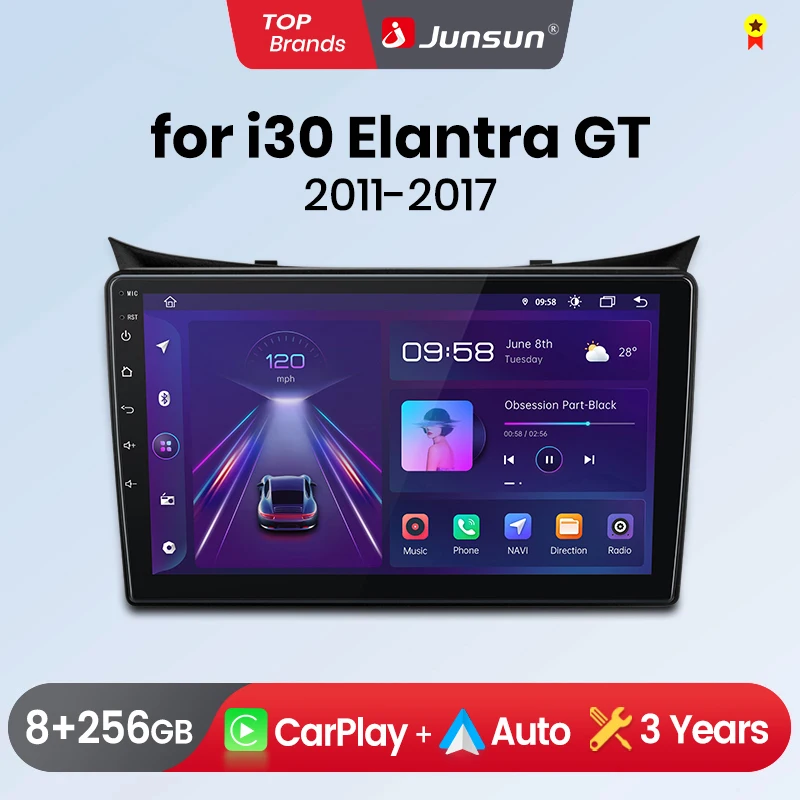 Junsun CarPlay Android Auto Car Radio for Hyundai I30 Elantra GT 2011-2017 GPS Intelligent Systems tereo Multimedia Car Radio