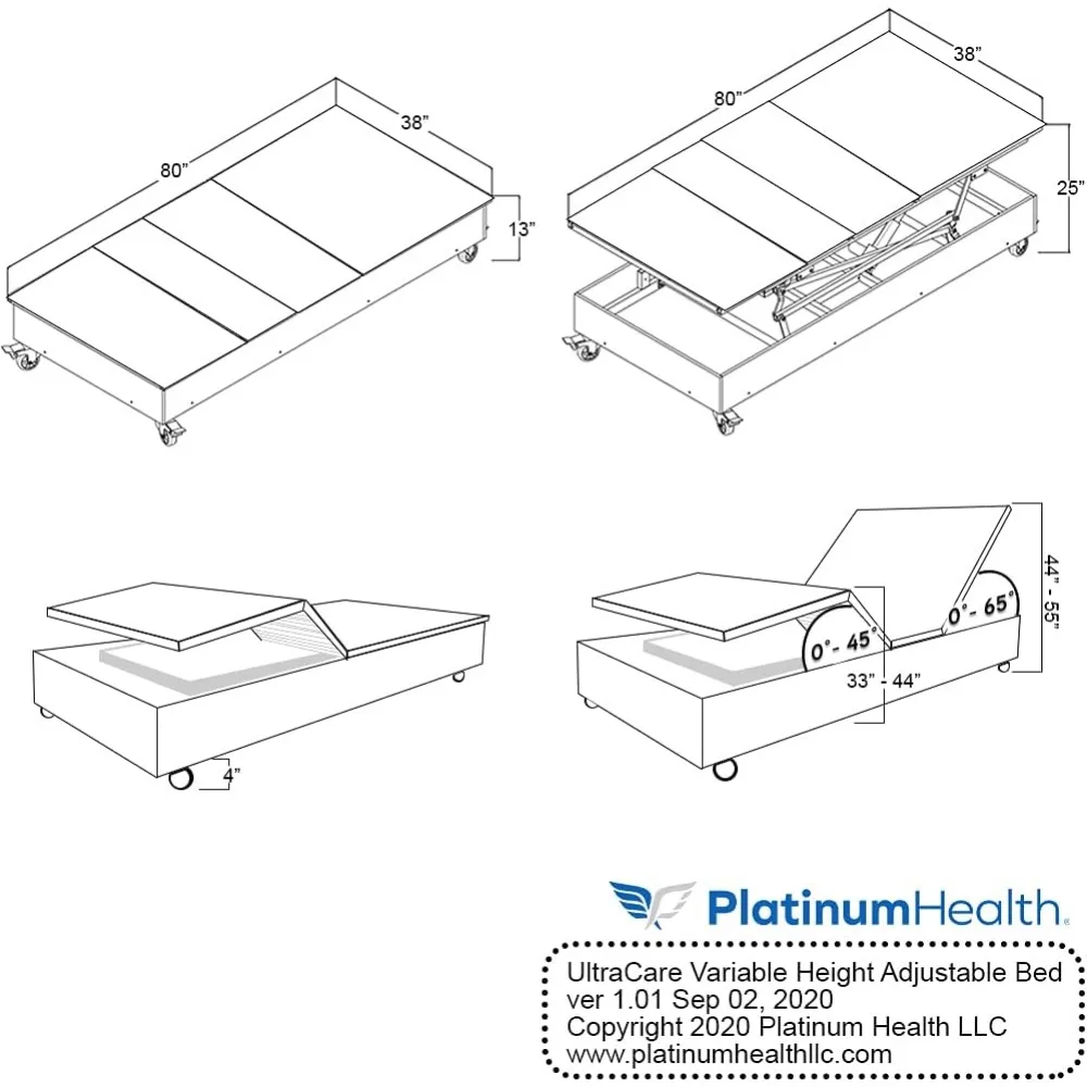 Premium Electric Adjustable Bed Base with Variable Height High-Low Positioning and Wall Hugger Feature, Bed Frame 3