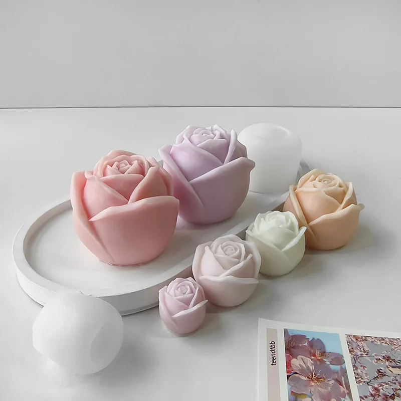 Valentine's Day Rose Candle Silicone Mold DIY Rose Ice Cube Mold Gypsum Aromatherapy Candle Making Mould Decoration silicone mold,silicone candle mold,aromatherapy candle mold,silicone candle molds,candle mold