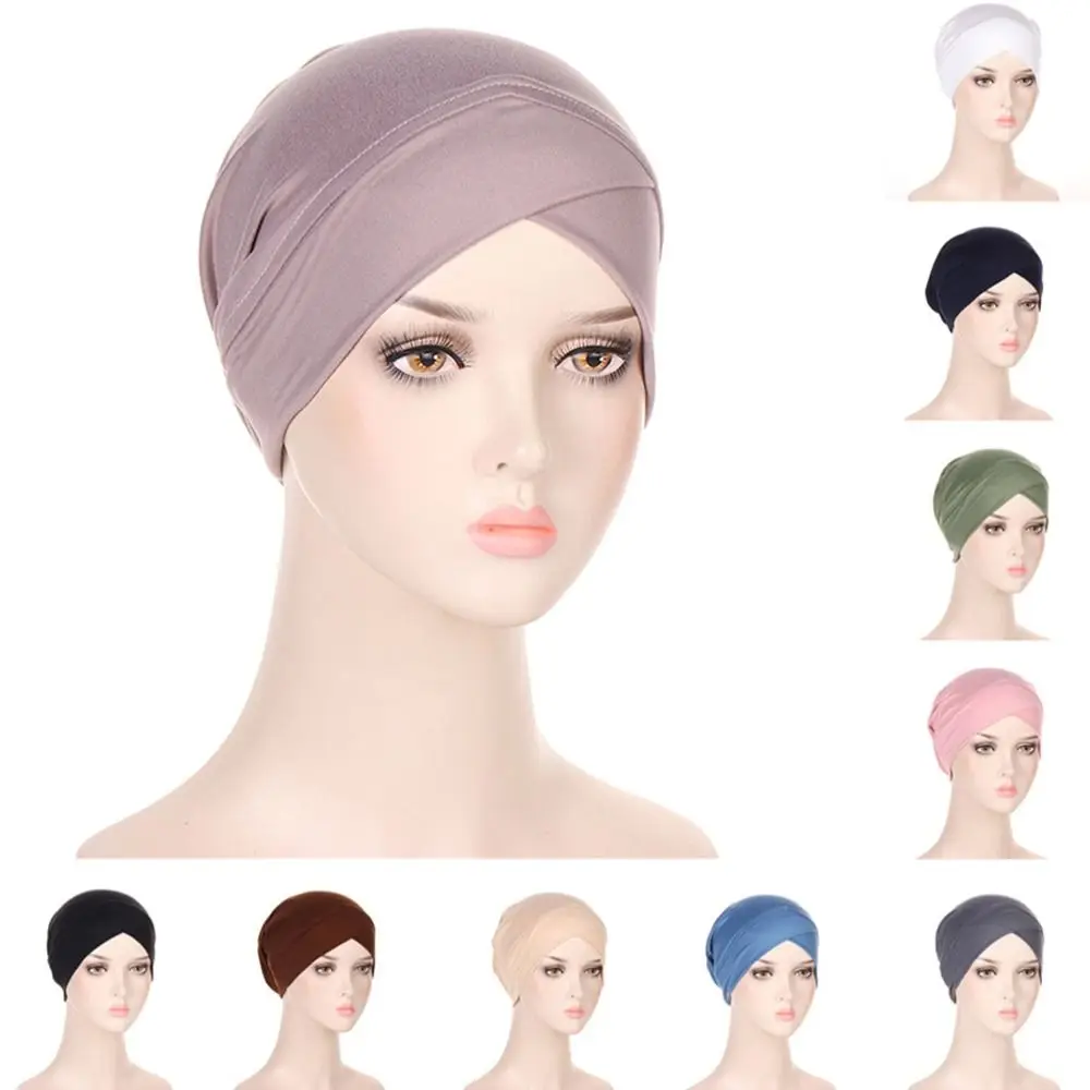 

Pleated Bonnet Headwear Head Wrap Sleep Cap Indian Inner Hijabs Turban Hat