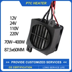 Versatile PTC Ceramic Air Heater with Fan - 70W to 400W, Constant Temperature Heating Element (110V12V 250W)