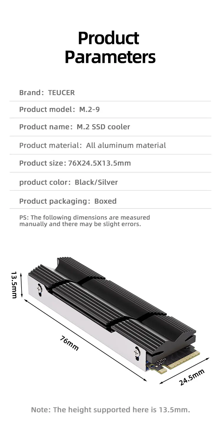 M2-9 M.2 2280 SSD Heatsink, Double-Sided Heat Sink, with Thermal Silicone Pad fo