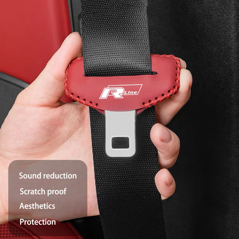 Universal Car Seat Belt Buckle Clip Protector leather Interior Button Case Anti-Scratch Cover For Rline Car Accessories