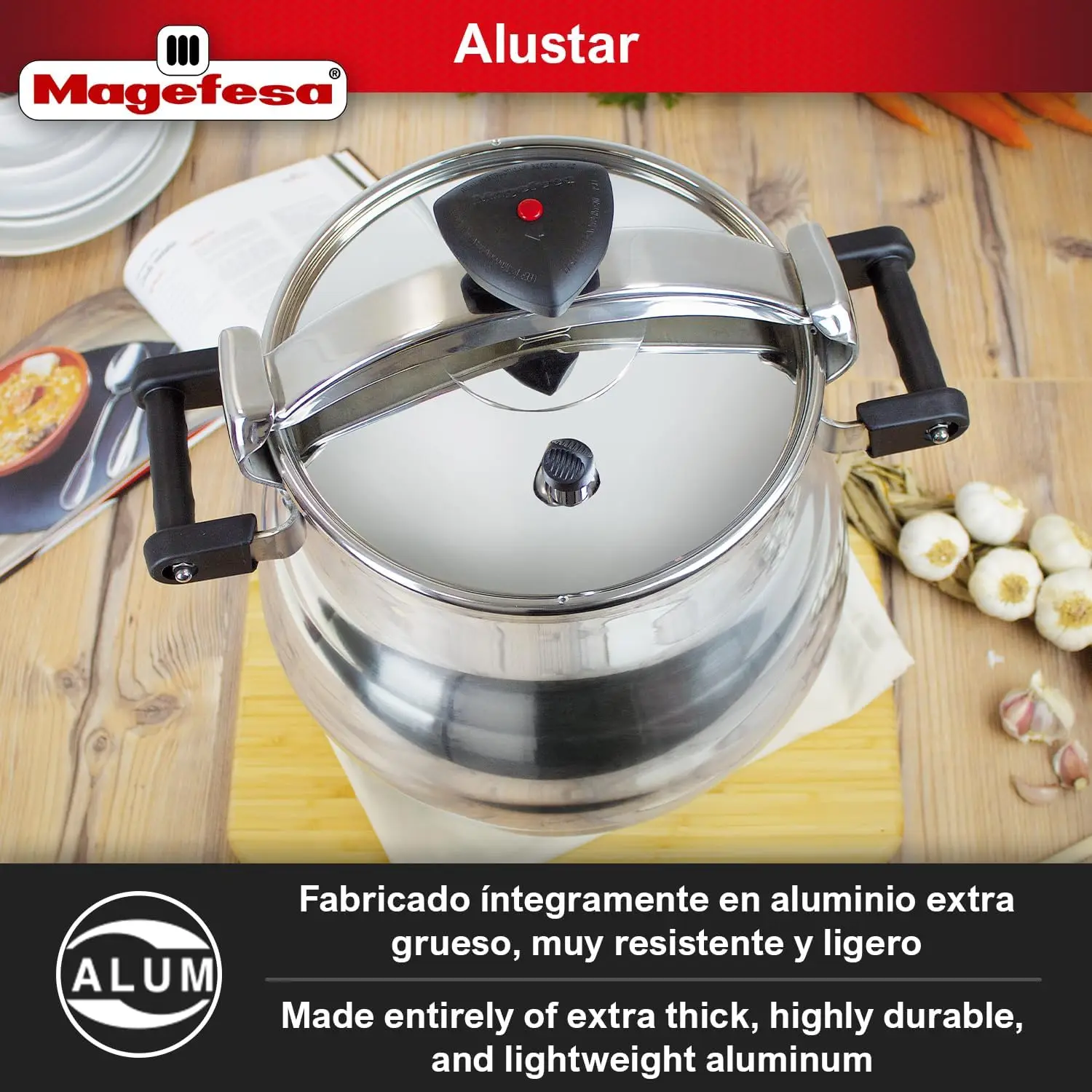 Quart Pressure Cooker, recommended use for professionals, made of extra thick aluminum, express, has a Th 2