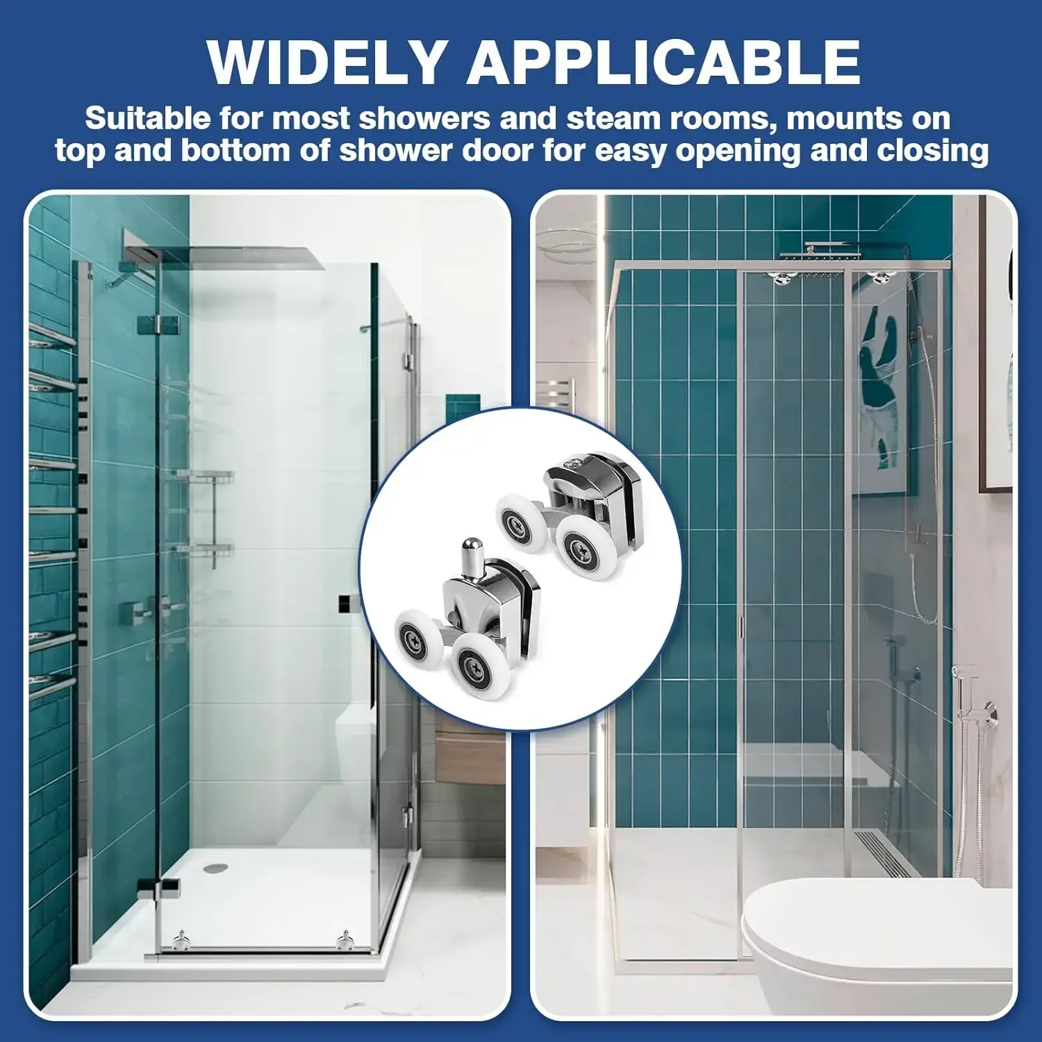 Shower Door Rollers 23mm Zinc Alloy Shower Door Wheels Curved Rollers Anti-Collision Block Bathroom Accessories