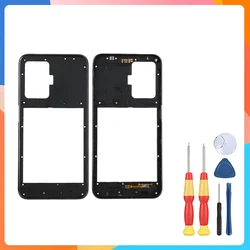 Enhanced Smartphone Repair Kit: Camera Glass, Battery Back Cover, and Middle Frame Replacement (Black Middle Frame)