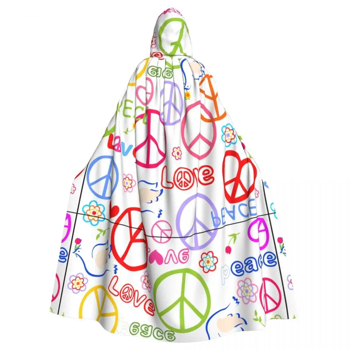 

Adult Cloak Cape Hooded Peace Hippie Flower Paper Cutting Dove Medieval Costume Witch Wicca Vampire Elf Purim Carnival Party