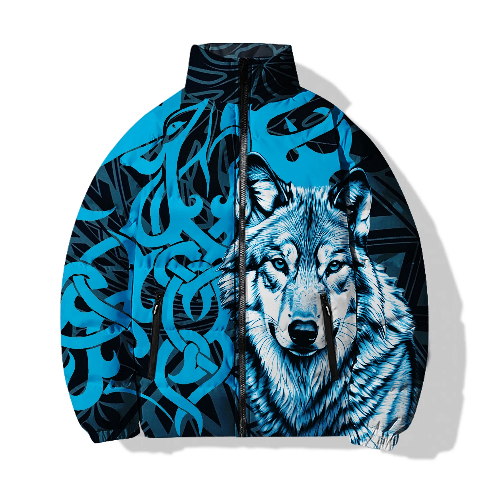 thumbnail image 1 of Abrigo de lobo para hombre con impresión 3D, abrigo de invierno para hombre, chaquetas modernas para hombre, cálidas, nuevas parkas para animales, productos sin impuestos, moda, 1 of 4