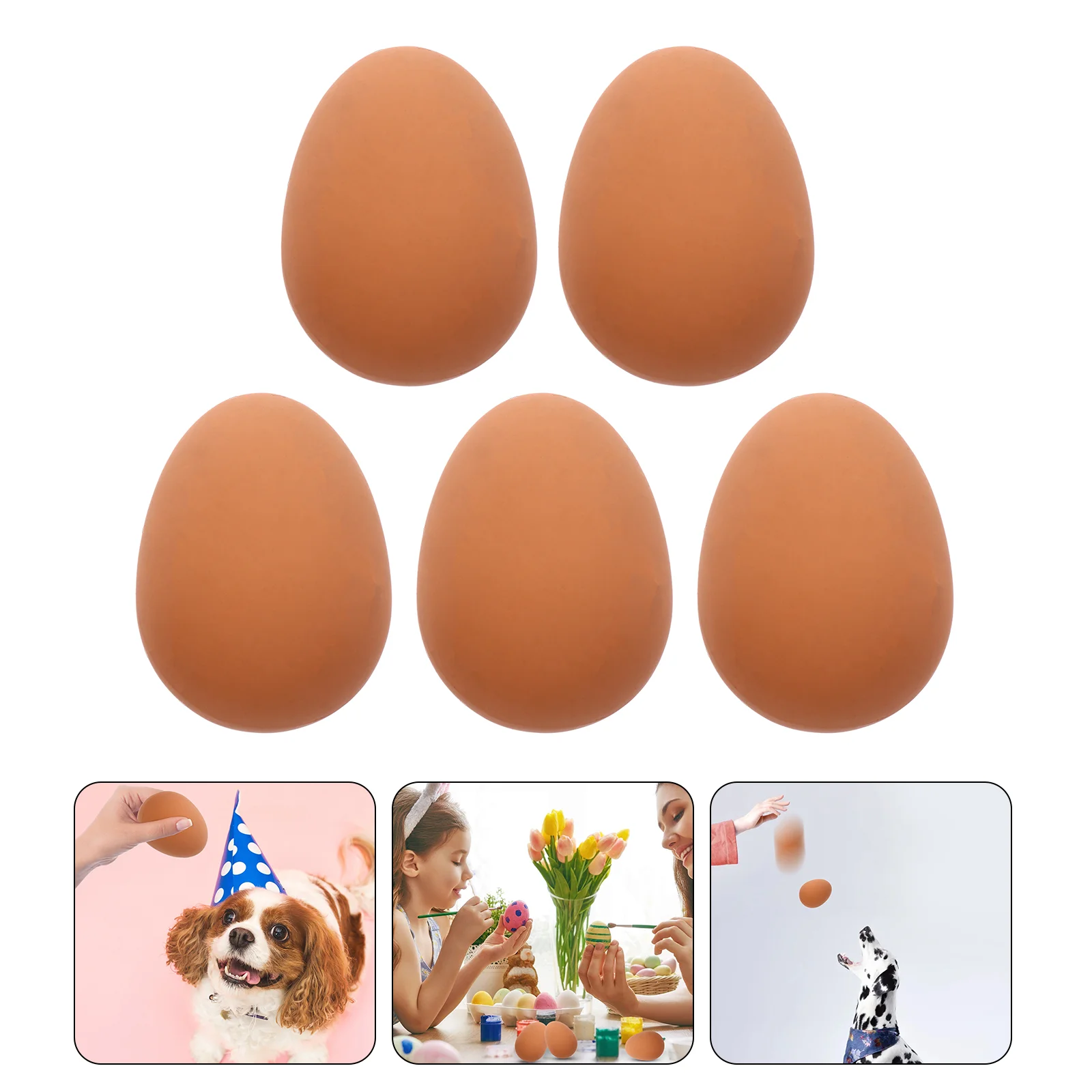 

5 Pcs Puppies Toys Snug Dog Balls Imitation Eggs Guinea Pig Bouncy Simulation Pet Traning Rubber Bounce